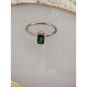 Chrome Diopside Ring – Sterling Silver 925, Emerald Green Gemstone, Size 7.5